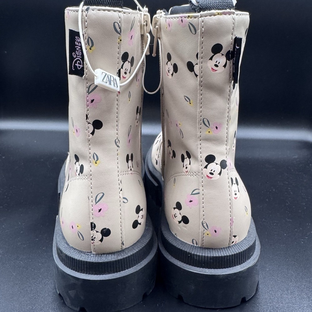 Zara Kids Mickey Mouse Lace Ankle Boots Girls Size US 3.5, EUR 35 NWT Disney - Picture 10 of 13